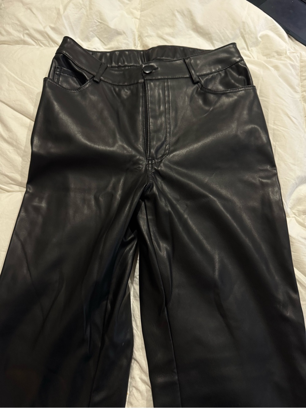Bluenotes Black Faux Leather Slim Straight Jeans